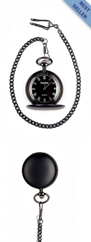 A photo of a matt black style pocket watch